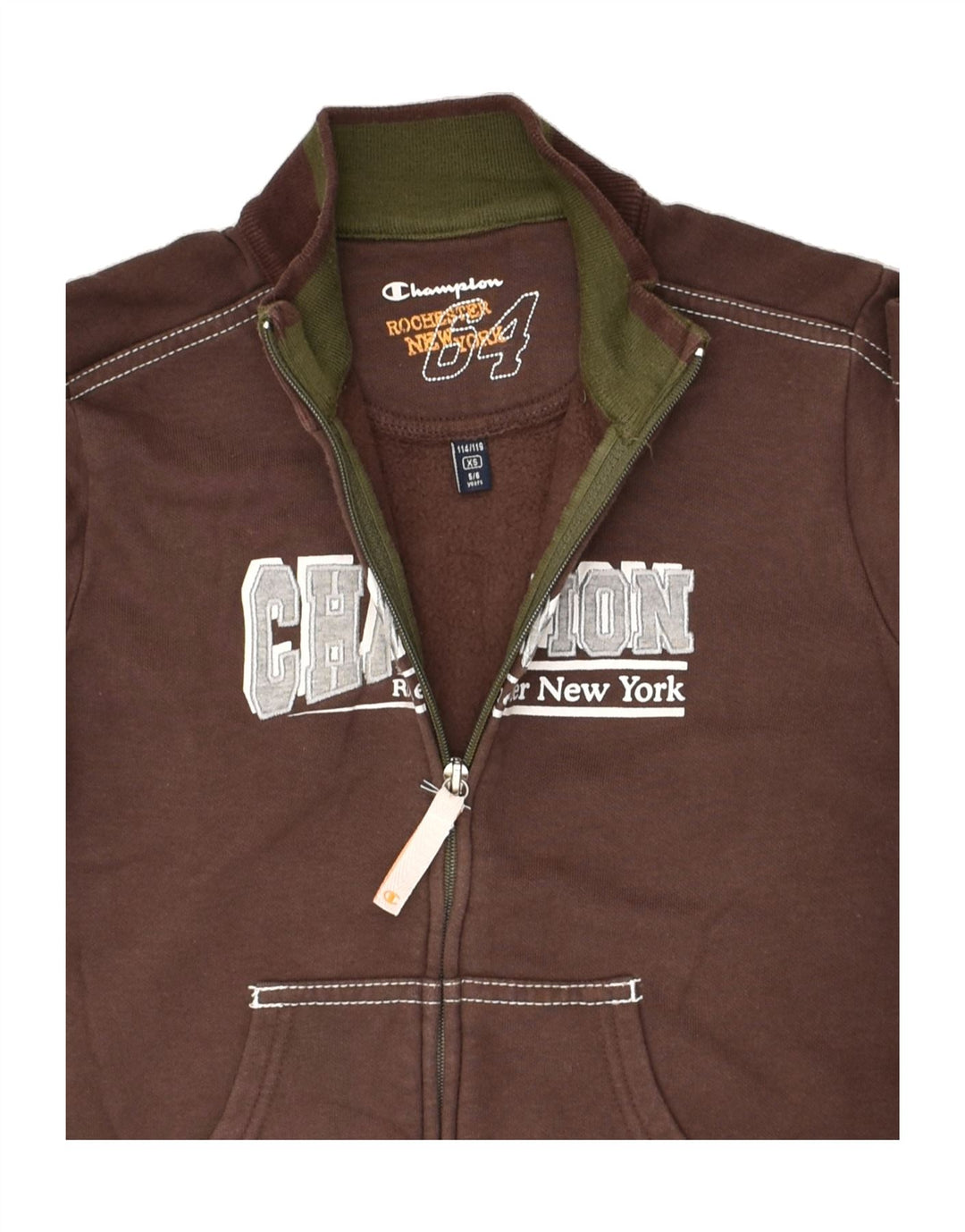 CHAMPION Boys Graphic Tracksuit Top Jacket 5-6 Years XS Brown Cotton | Vintage Champion | Thrift | Second-Hand Champion | Used Clothing | Messina Hembry 
