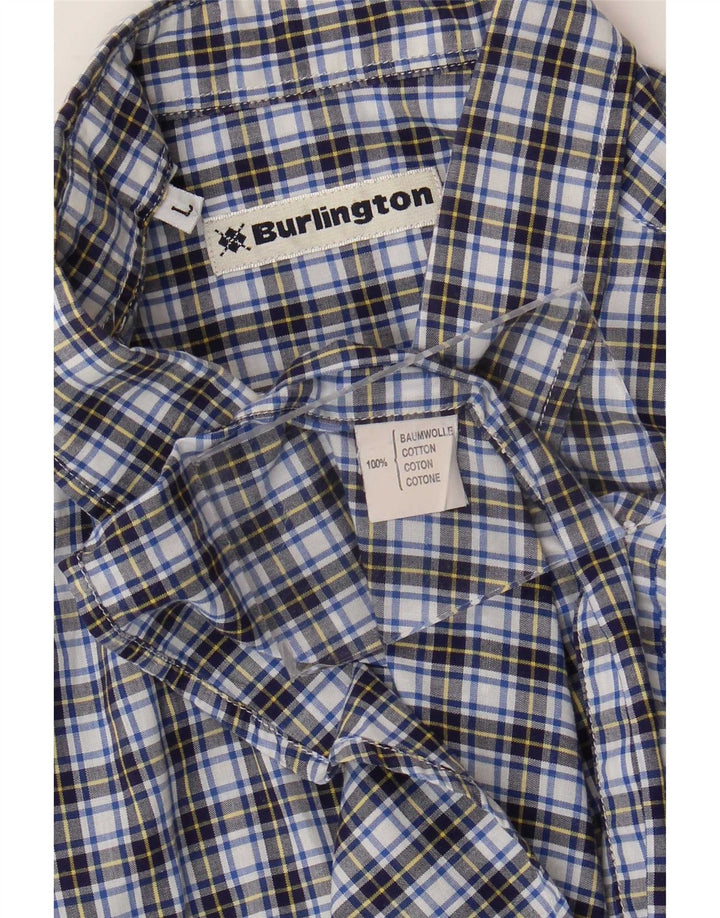 Мужская рубашка Burlington с коротким рукавом, большая синяя клетка, хлопок