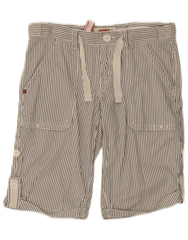 O'NEILL Womens Cargo Shorts W27 Small White Pinstripe