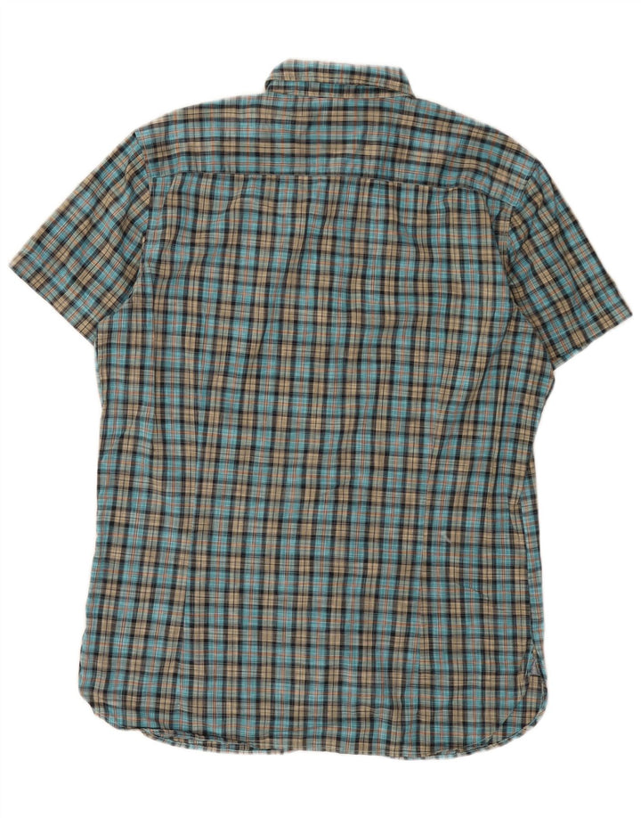 Мужская рубашка с коротким рукавом Hugo Boss XL, синяя клетка, хлопок