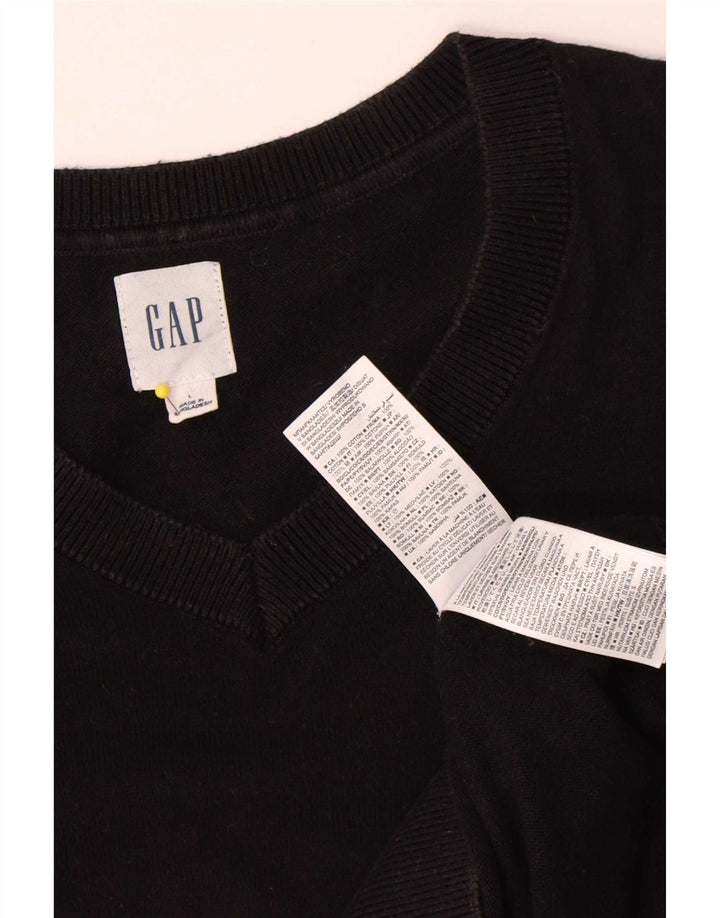Мужской джемпер с v-образным вырезом Gap, большой черный хлопковый свитер