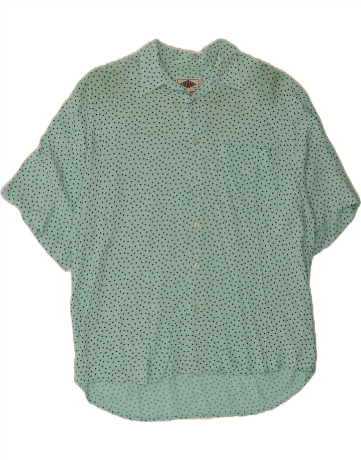 VINTAGE Mens Short Sleeve Shirt Medium Turquoise Geometric Vintage Vintage and Second-Hand Vintage from Messina Hembry 