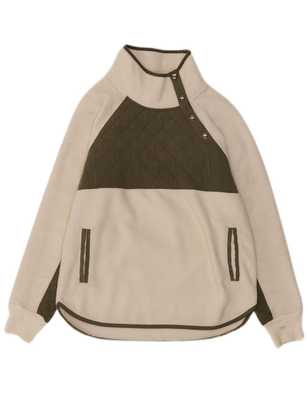 Женский флисовый джемпер Abercrombie & Fitch UK 10, маленький размер, белый с цветными блоками