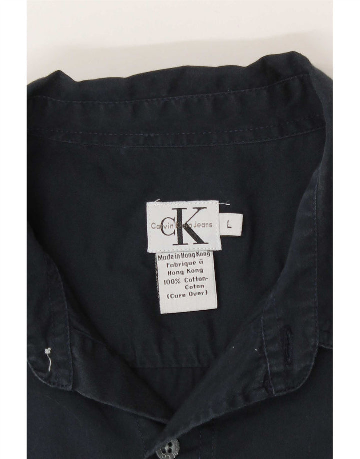 Мужская рубашка Calvin Klein Jeans, темно-синяя, хлопковая, большая