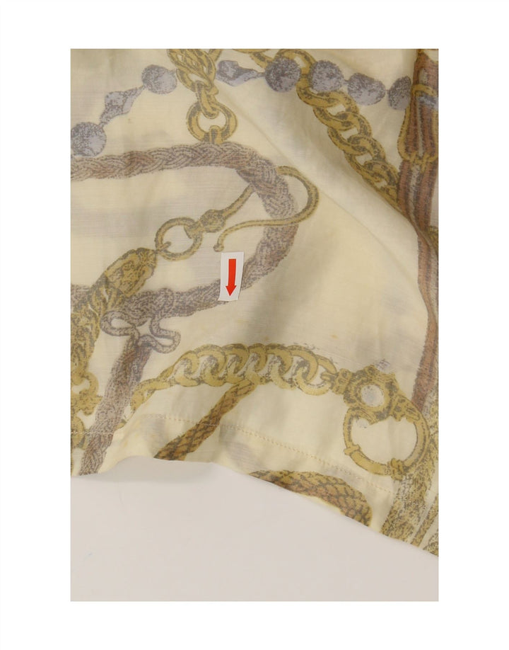 ВИНТАЖНАЯ женская блузка с абстрактным узором, топ UK 16, большой бежевый акрил