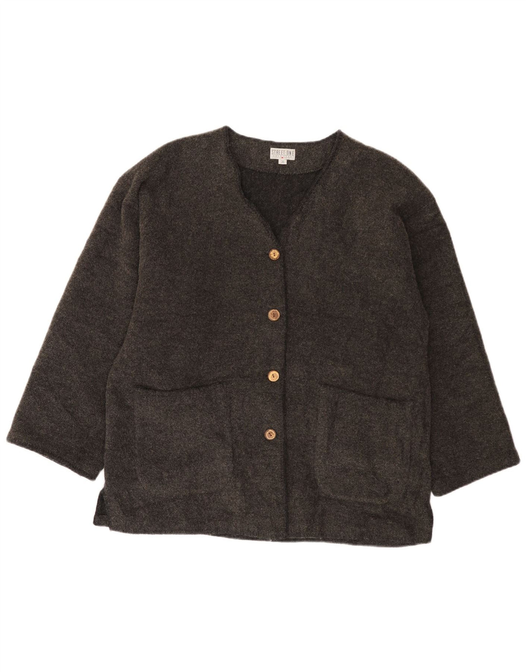 Женский пиджак оверсайз на 4 пуговицах Street One, цвет ЕС 36, маленький, серый, шерстяной