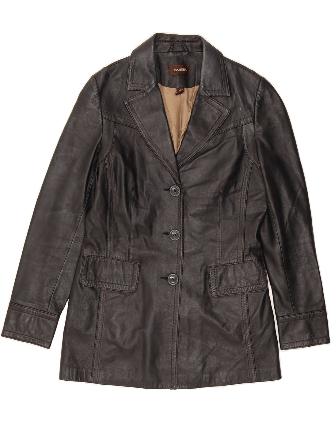 DANIER Womens Leather Jacket UK 12 Medium Black Leather Vintage Danier and Second-Hand Danier from Messina Hembry 