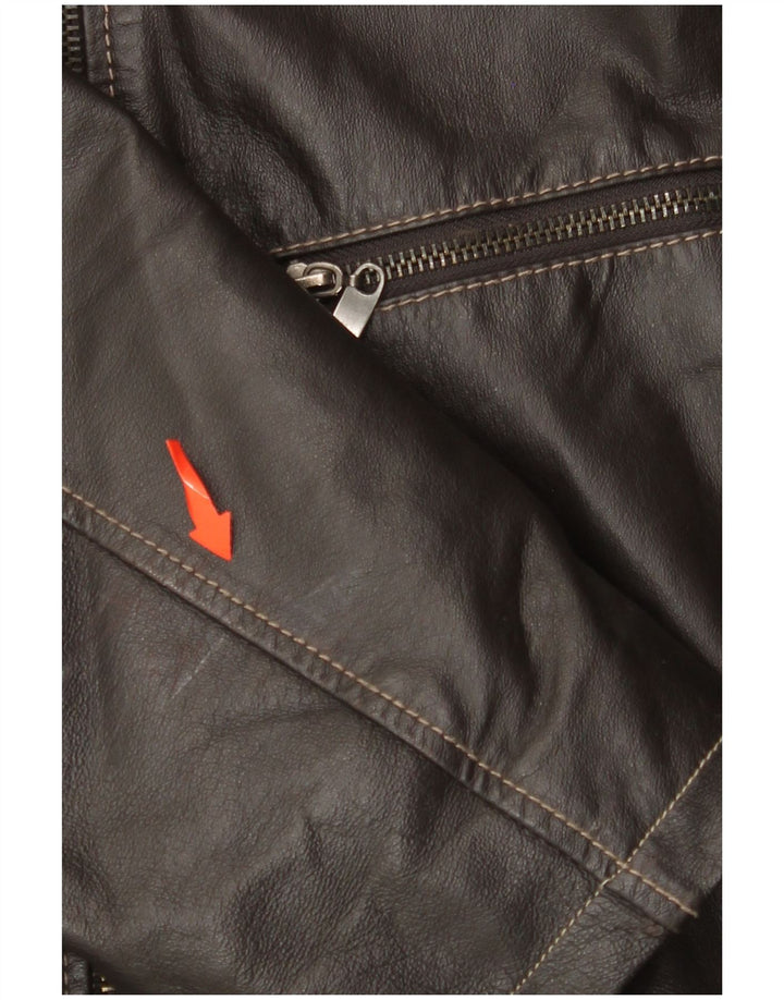 KARTEL Мужская кожаная куртка UK 38 Средний коричневый кожаный