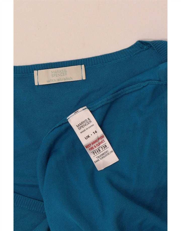 Женский эластичный топ Marks & Spencer с длинным рукавом UK 14, средний синий вискоза
