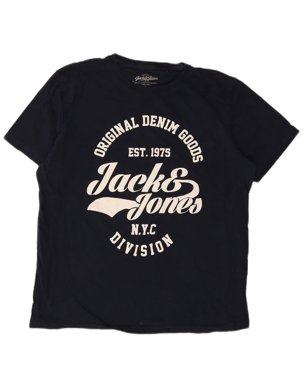 Мужская футболка с рисунком Jack & Jones Top 2XL темно-синяя