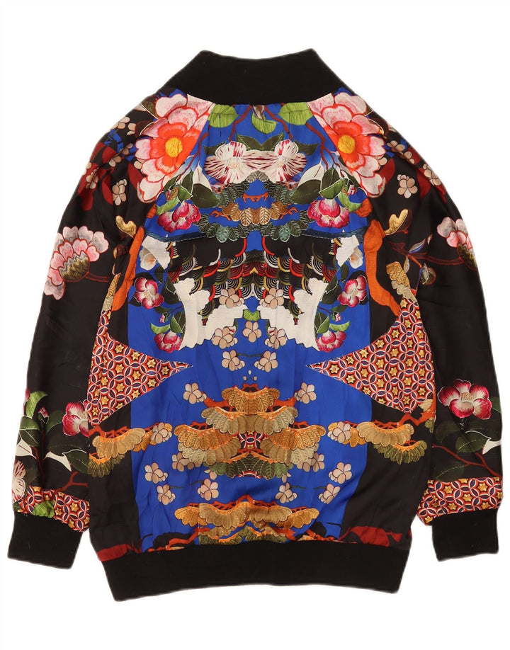 Женский бомбер оверсайз Zara UK 10, маленький разноцветный цветочный принт