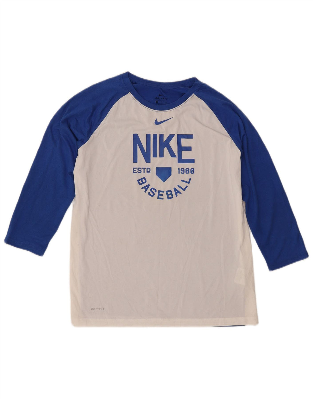 Женский топ NIKE Dri Fit с рисунком, рукавом 3/4, Великобритания, 18 XL, белый цвет с цветными блоками