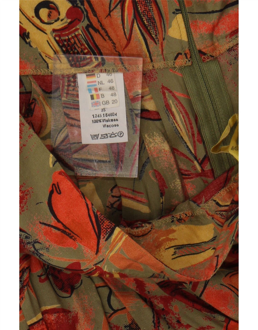 VINTAGE Womens High Waist Capri Trousers UK 20 2XL W32 L19 Khaki Floral