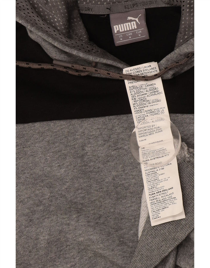 PUMA Мужской джемпер с капюшоном с рисунком, средний серый, хлопок с цветными блоками