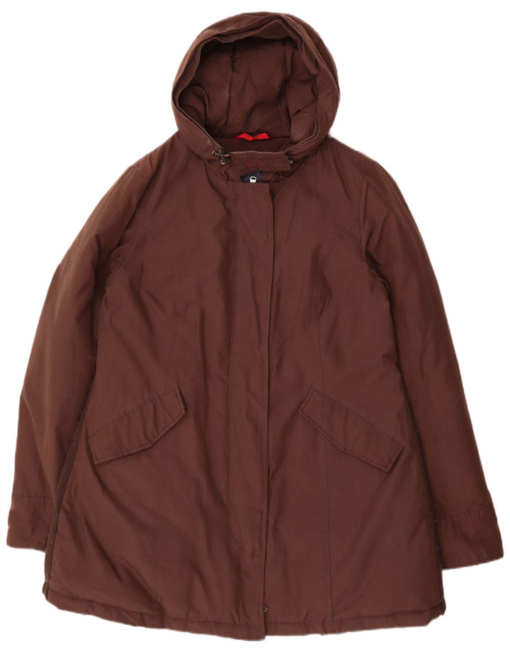 Женское стеганое пальто с капюшоном CANADIAN UK 16, большой коричневый полиэстер