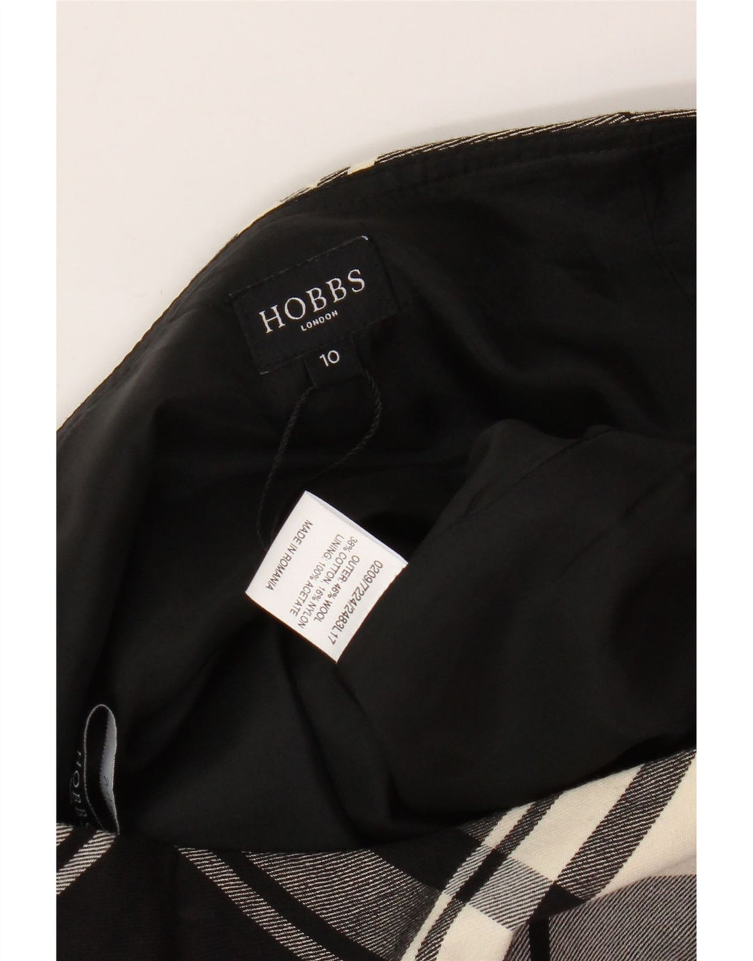 Женская мини-юбка Hobbs UK 10, маленькая W28, серая, шерстяная в клетку