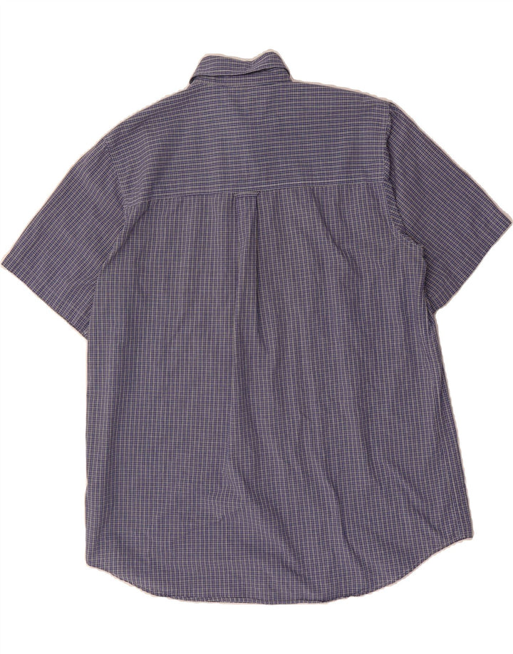 CHAPS Mens Easy Care Short Sleeve Shirt XL Blue Check Cotton Vintage Chaps and Second-Hand Chaps from Messina Hembry 