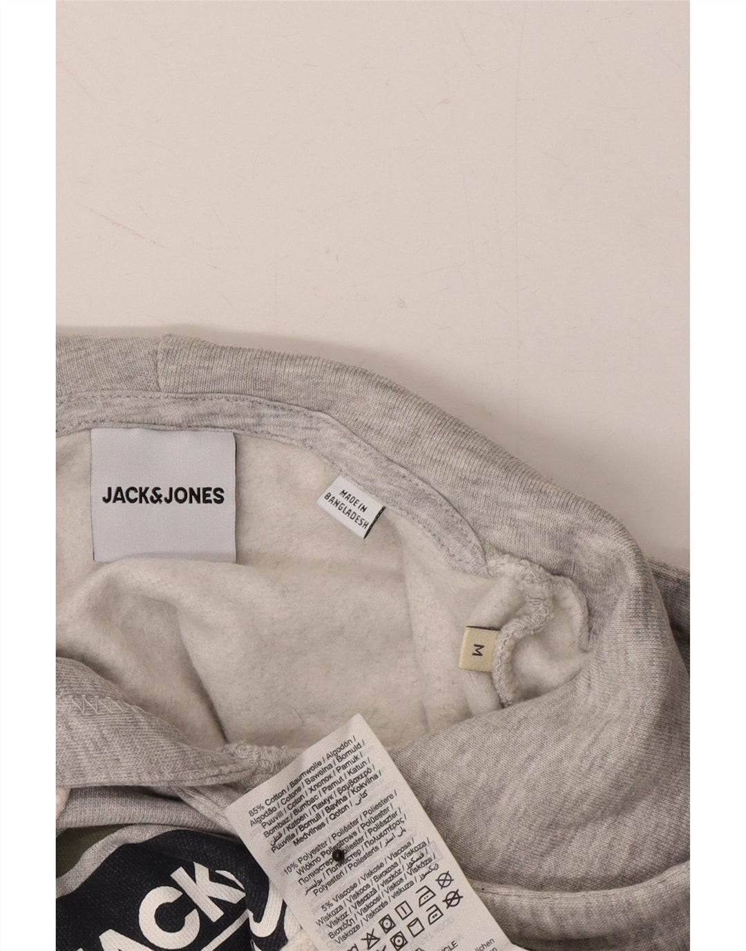 JACK & JONES Mens Graphic Hoodie Jumper Medium Grey Cotton Vintage Jack & Jones and Second-Hand Jack & Jones from Messina Hembry 