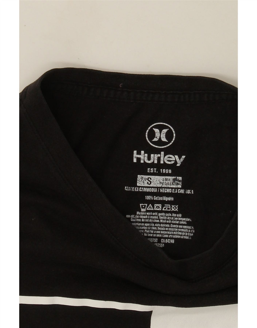 Мужская футболка с рисунком Hurley, маленькая, черная, хлопковая