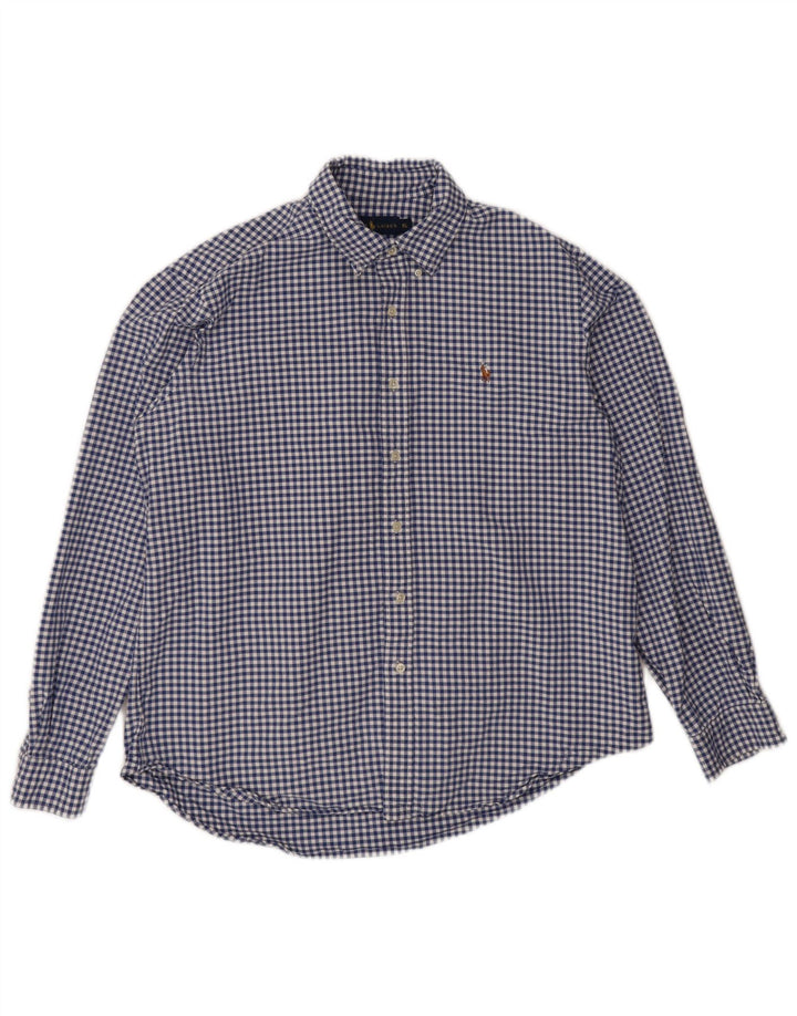Мужская рубашка Ralph Lauren XL, синяя, хлопок в мелкую клетку