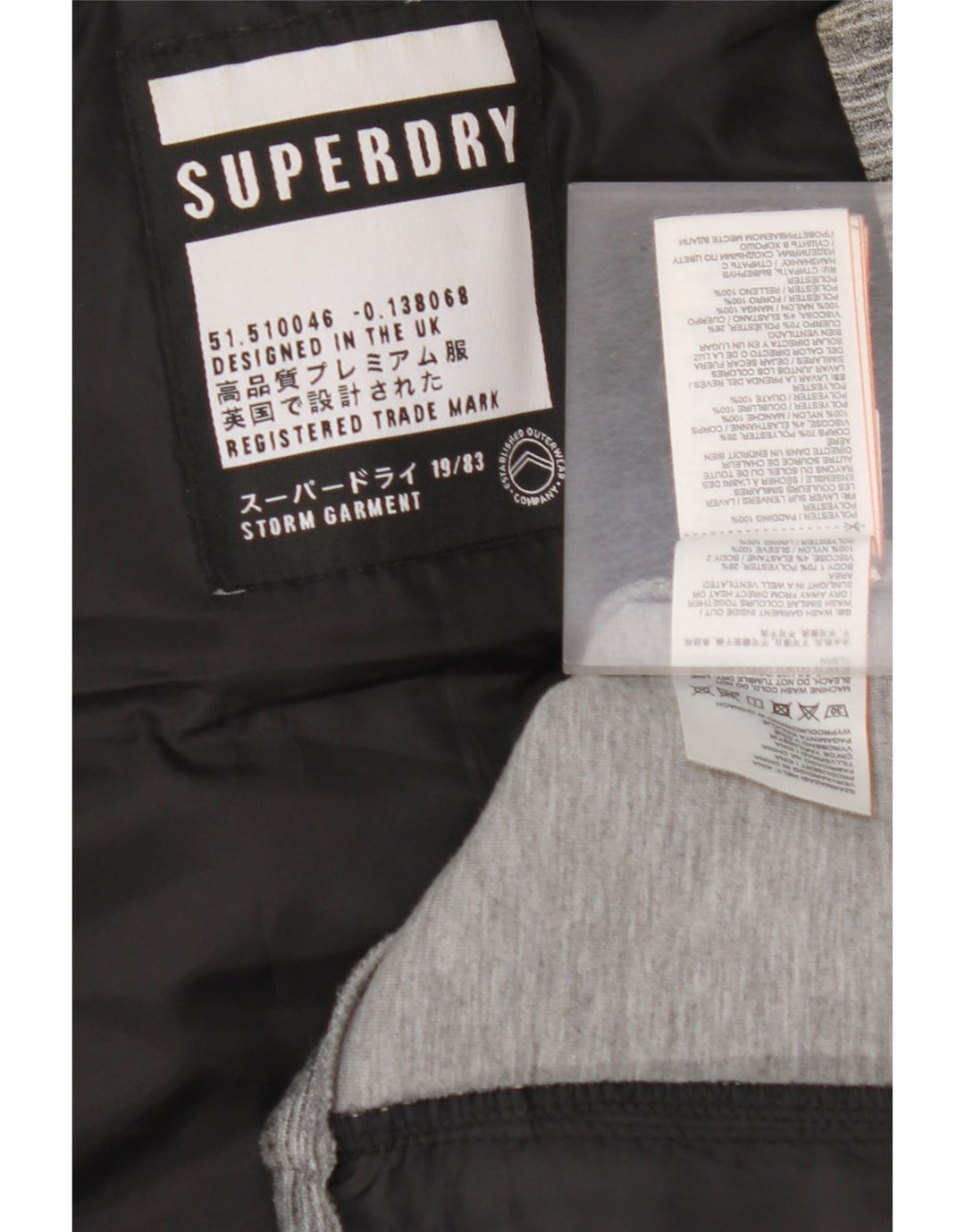 SUPERDRY Женская утепленная куртка с капюшоном UK 12 Средний Серый Цветной блок