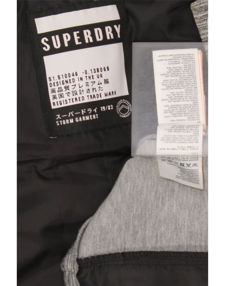 SUPERDRY Женская утепленная куртка с капюшоном UK 12 Средний Серый Цветной блок