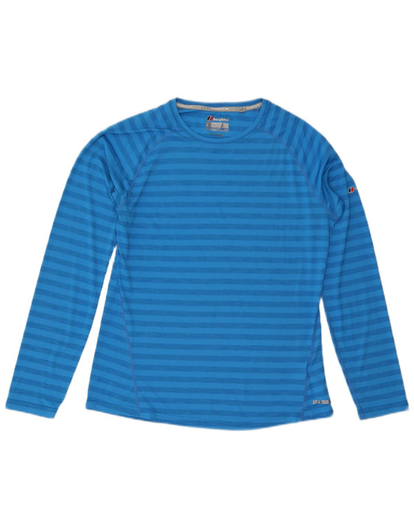 BERGHAUS Женский топ с длинным рукавом UK 16, полиэстер в большую синюю полоску