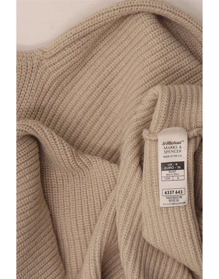 Женский джемпер с высоким воротником Marks & Spencer, Великобритания, 8, маленький, бежевый