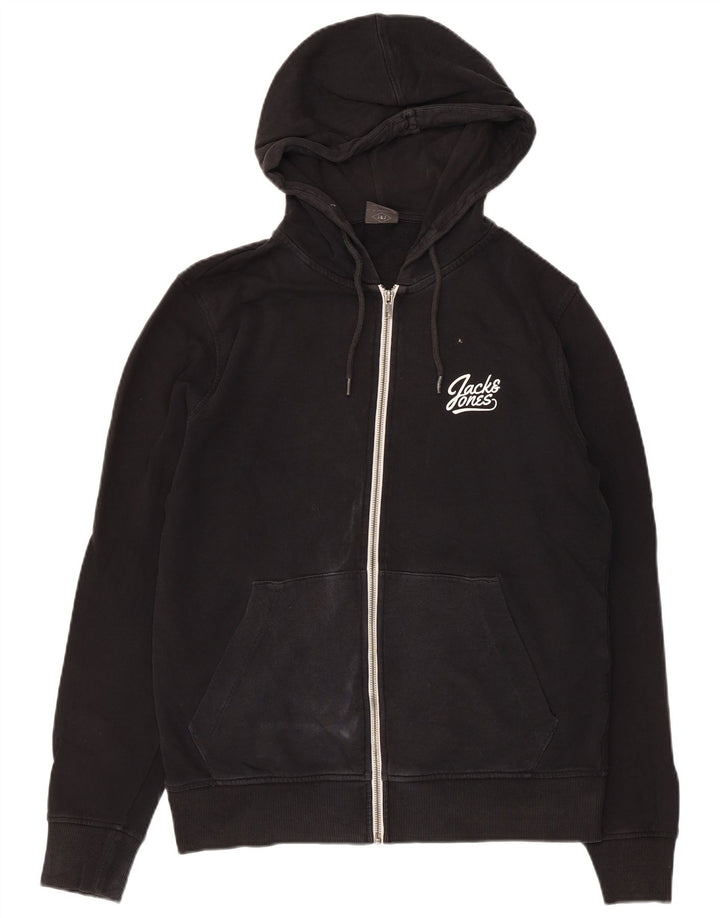 Мужской свитер с капюшоном на молнии Jack & Jones, средний черный, хлопковый
