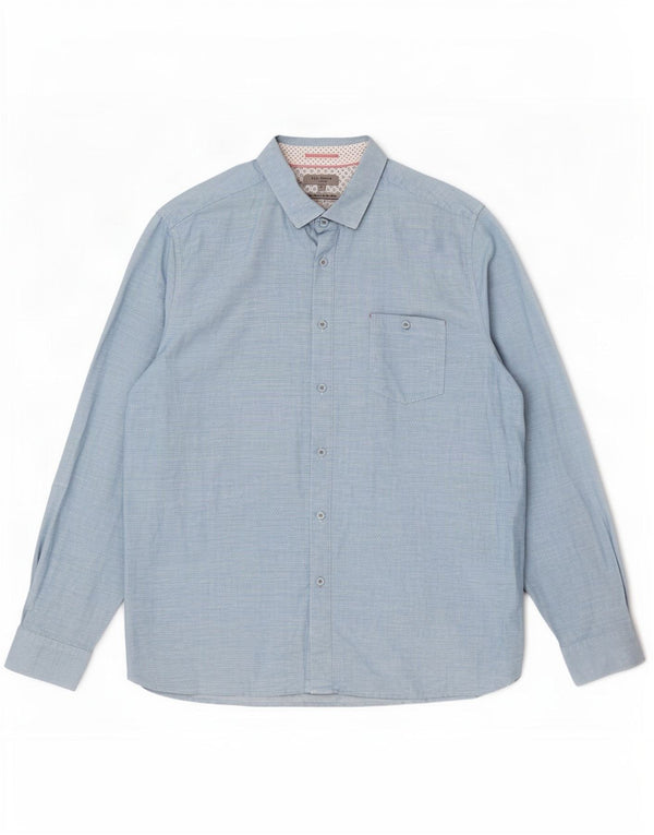 Мужская рубашка Ted Baker, размер 7, 3XL, синяя, хлопковая с геометрическим рисунком