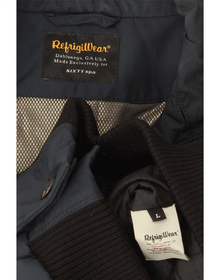 Мужская куртка-бомбер Refrigiwear UK 40, большая, темно-синяя, с цветными блоками, полиамид