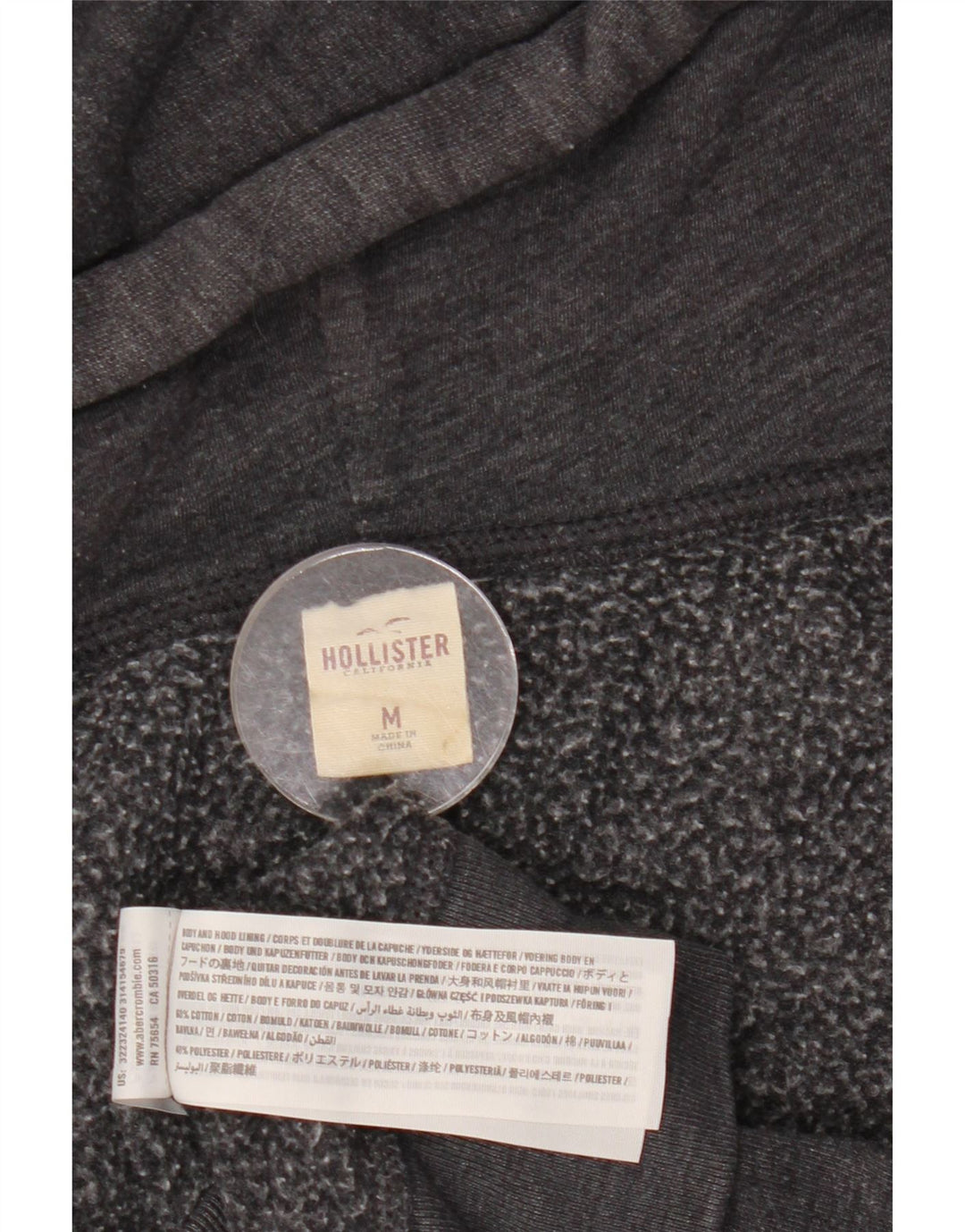 HOLLISTER Мужской свитер с капюшоном и молнией с графическим рисунком, хлопковый средний серый цвет