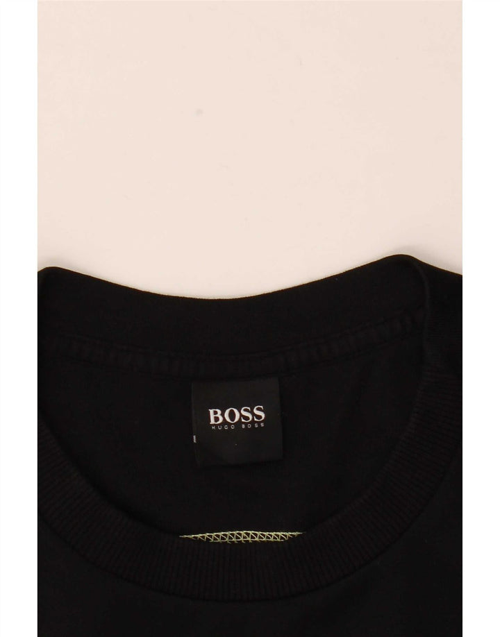 Мужской свитшот с рисунком Hugo Boss, большой черный хлопковый джемпер