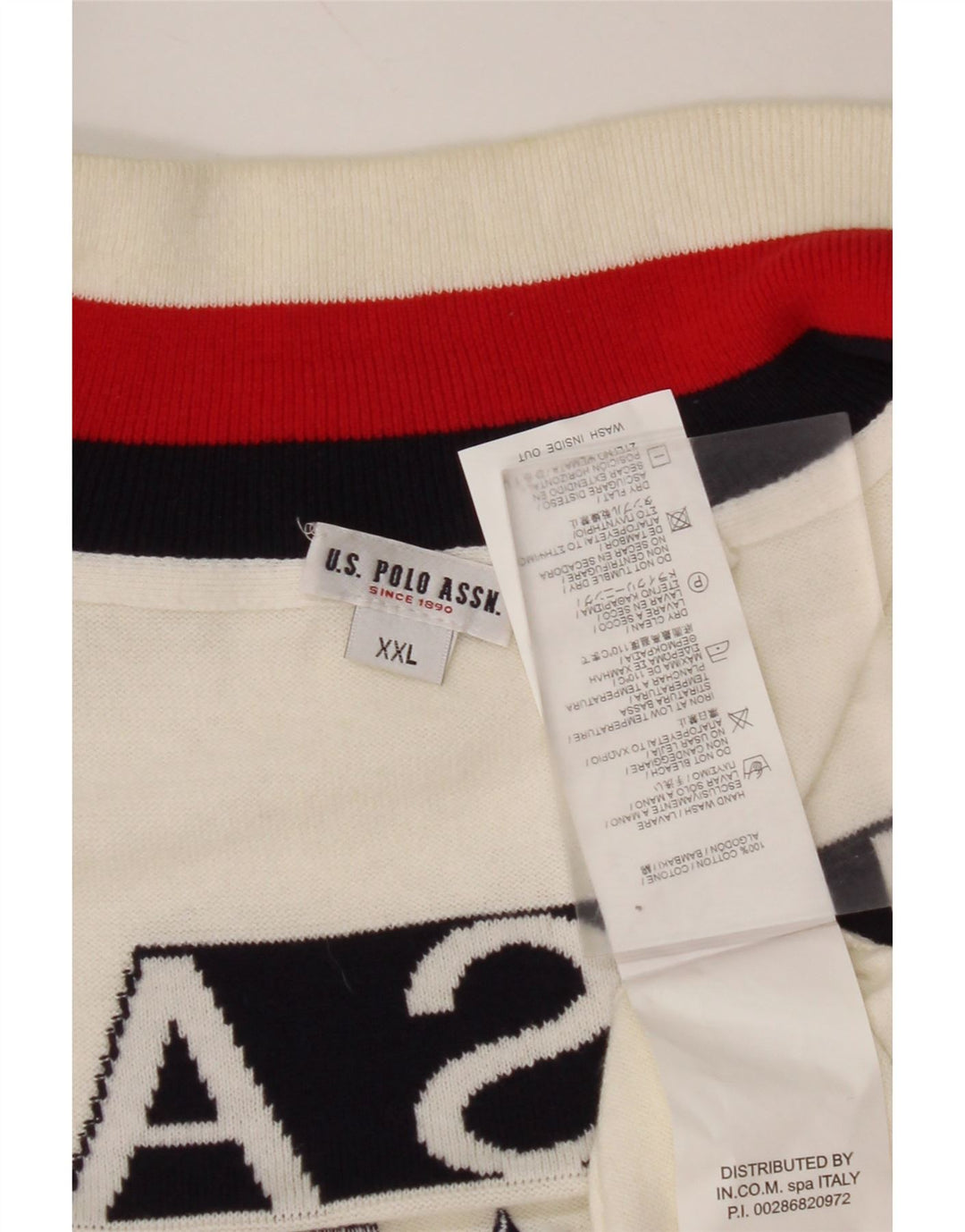 США ПОЛО ASSN. Мужской кардиган с рисунком США, свитер 2XL, белый хлопок