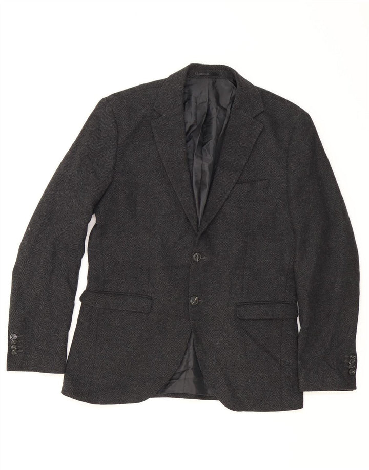 Мужской пиджак на двух пуговицах JACK & JONES UK 42 XL, серый с узором «в елочку»
