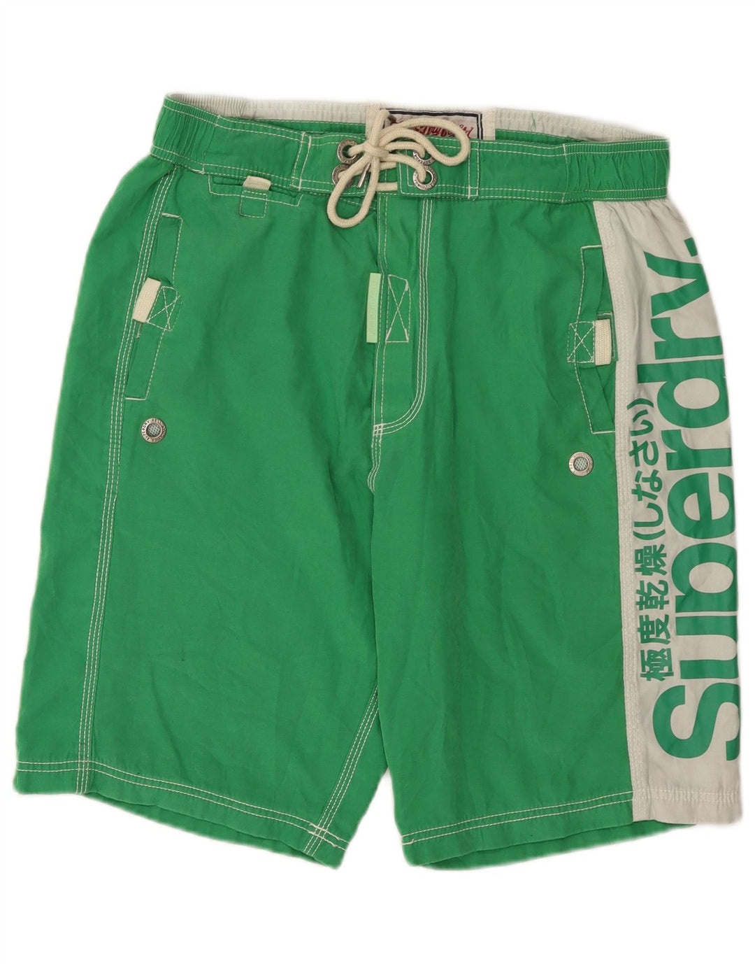 Мужские шорты для плавания Superdry с рисунком XL, зеленый полиэстер с цветными блоками