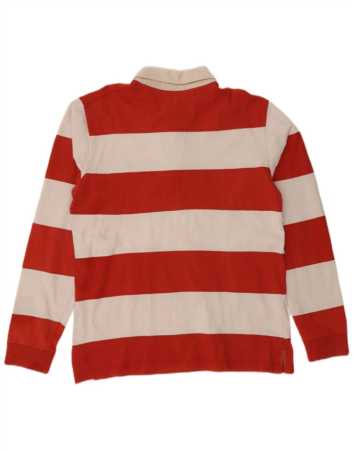 TIMBERLAND Мужская рубашка-поло для регби с длинным рукавом, средний красный в полоску