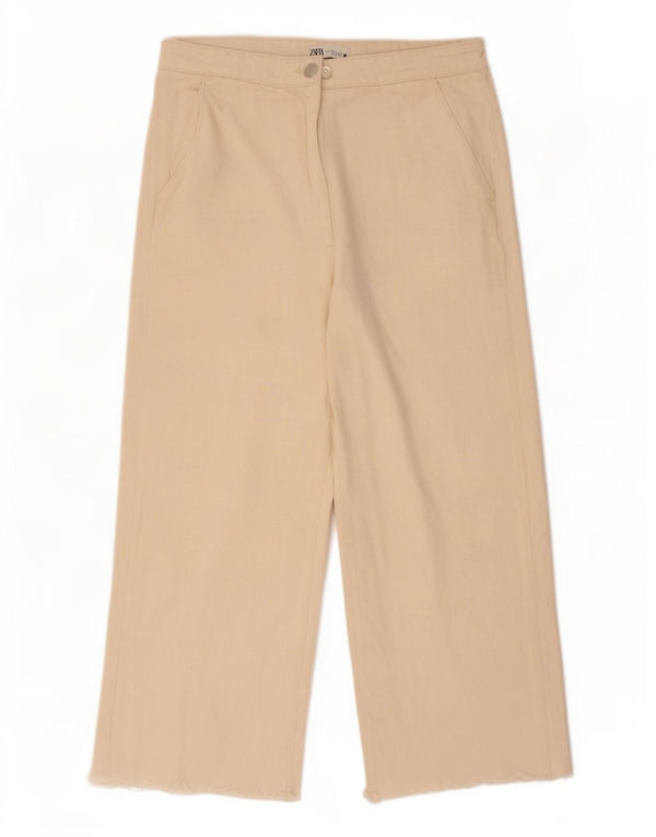Женские широкие джинсы с завышенной талией Zara EU 44 XL W34 L28 Бежевые