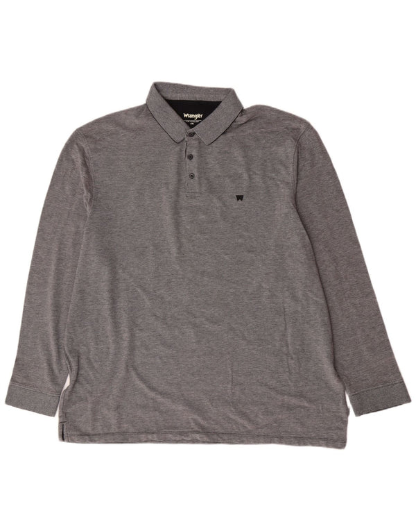 Wrangler Mens Long Sleeve Polo Shirt 3XL Grey Cotton