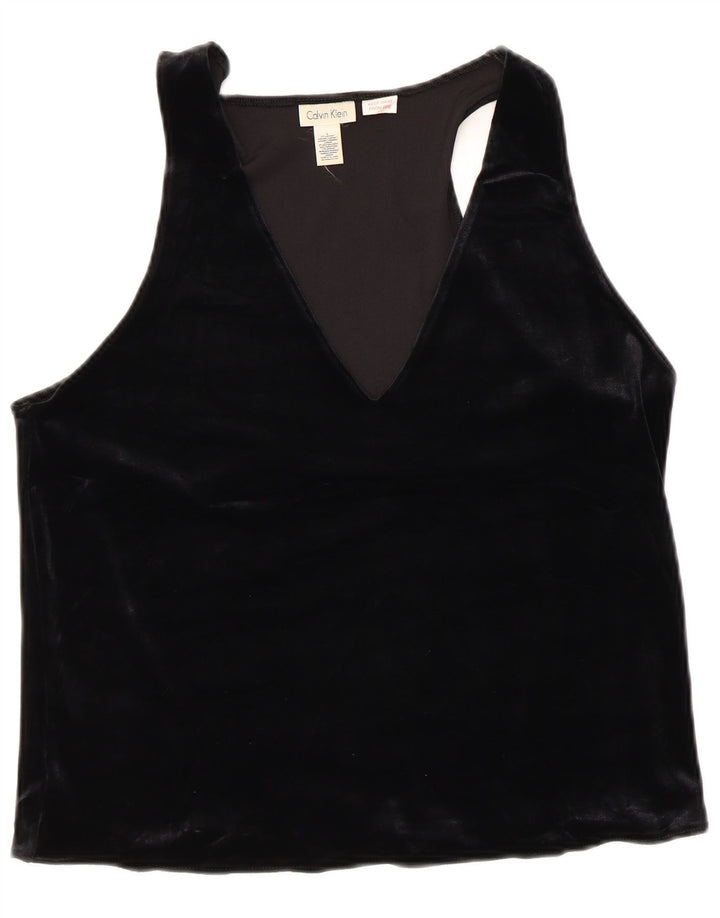 Женская блузка без рукавов CALVIN KLEIN UK 14, большой черный полиэстер