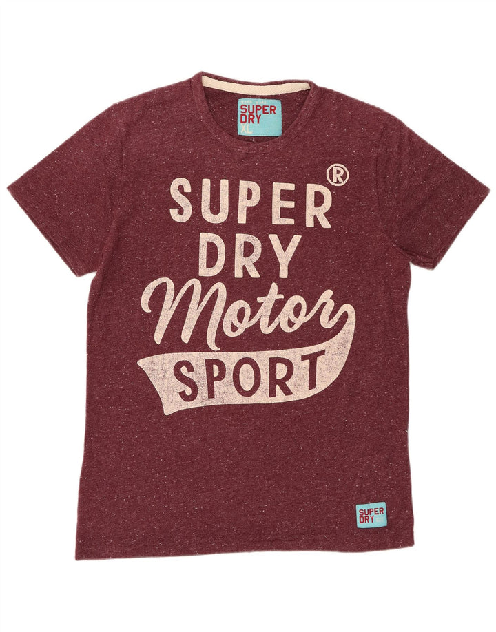 SUPERDRY Мужская футболка с рисунком Top XL Бордовый хлопок с крапинками