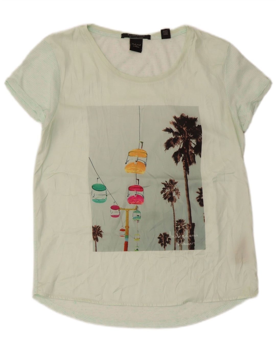 Женская футболка с рисунком Maison Scotch Top UK 12, средний зеленый полиэстер
