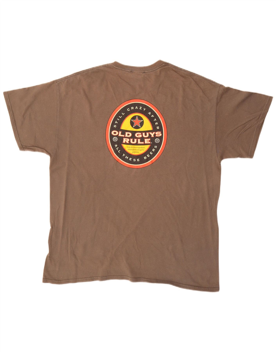 OLD GUYS RULE Mens Graphic T-Shirt Top XL Brown Cotton