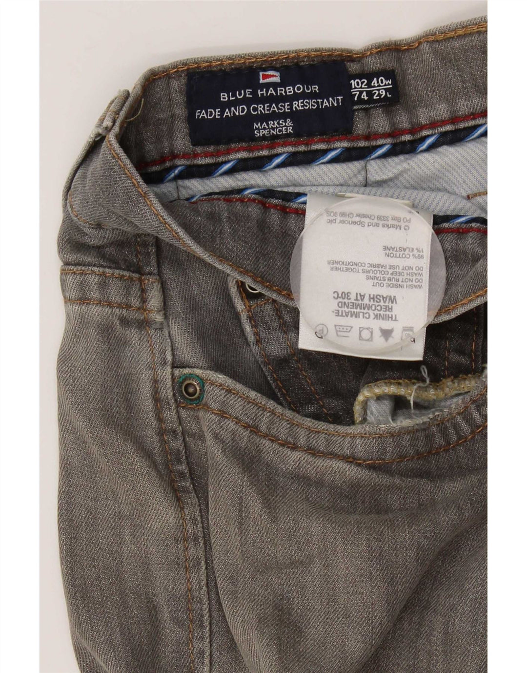 Мужские прямые джинсы Marks & Spencer Blue Harbour W40 L29, серый хлопок