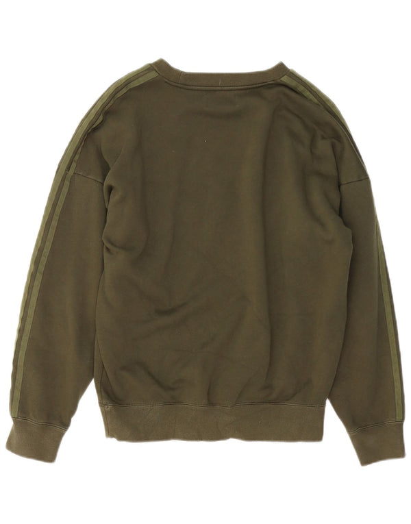 Женский свитер оверсайз с рисунком Adidas UK 10, маленький, цвет хаки, хлопок