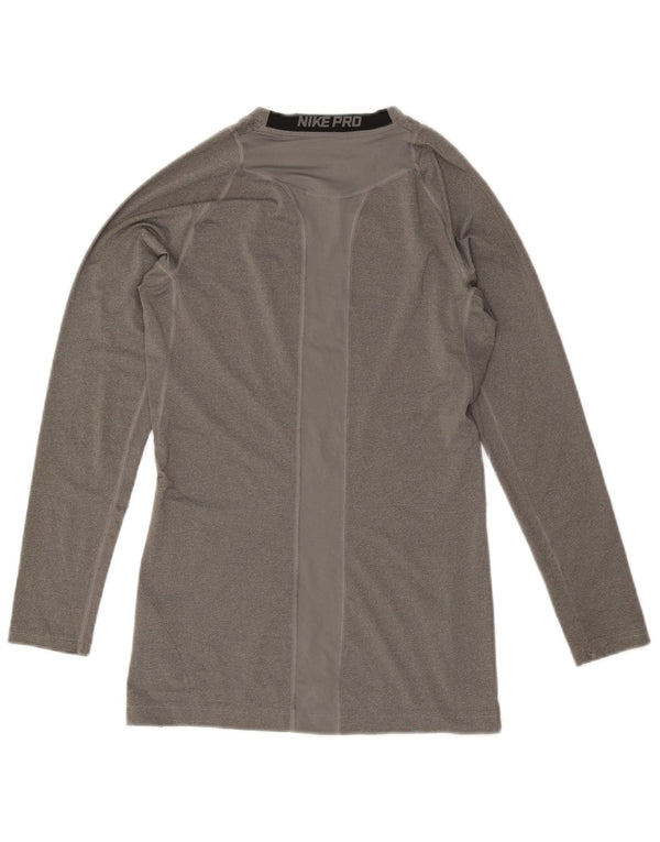 Мужской топ Nike Dri Fit с длинным рукавом, средний серый полиэстер с цветными блоками