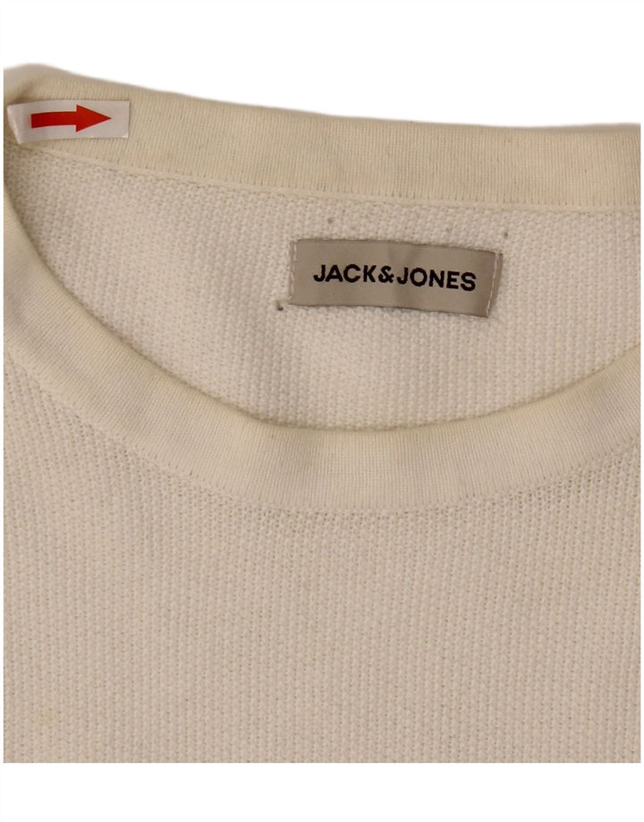 Мужской джемпер с круглым вырезом Jack & Jones, большой белый хлопковый свитер