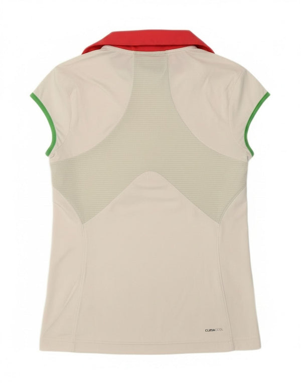 Рубашка-поло Adidas Climacool для девочек 13-14 лет, белый полиэстер, спортивная