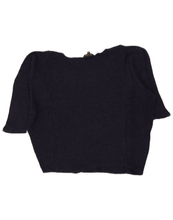 Женский джемпер с вырезом лодочкой Massimo Dutti, Великобритания 6 XS, темно-синий, с рукавом 3/4