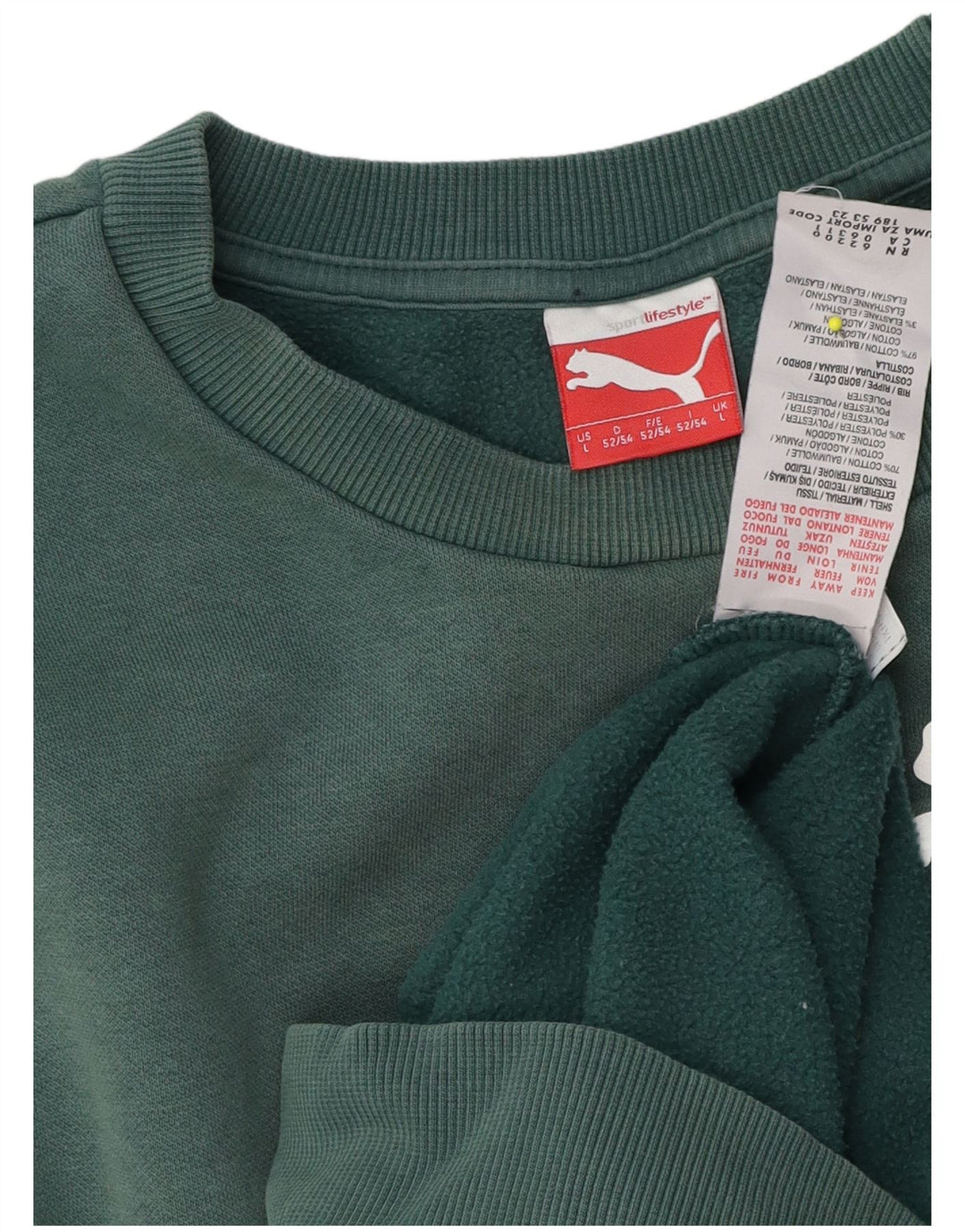 Мужской свитшот с рисунком Puma, большой зеленый хлопковый джемпер